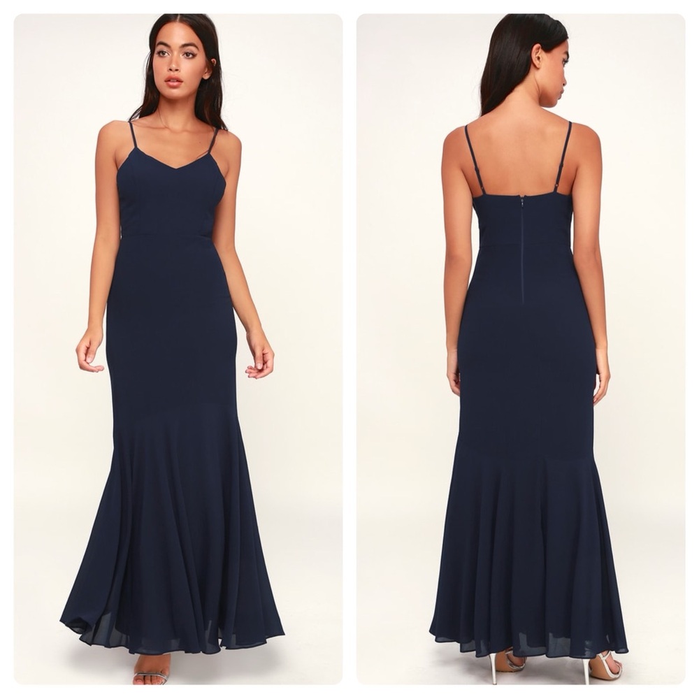 Lulus We Belong Together Navy Blue Maxi Dress NWT